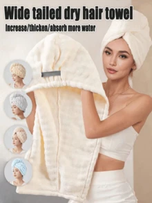 1pc Super Absorbent Coral Fleece Hair Towel, Extra Large & Thick Microfiber Hair Turban, Suitable For Long & Short Hair, Minimalist Solid Color, Essential Hair Care Item For Bathroom/Travel/Dorm, Great Gift For Women, Couples, Mother's Day - Multicolor - View 11