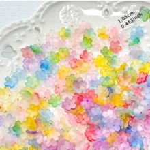 50/100/150/200/250/300入袋裝/盒裝漸層色五瓣花鈕扣，半透明壓克力樹脂裝飾鈕扣，手工DIY髮飾、髮夾、髮簪、漢服、旗袍、衣物、包包裝飾配件 - 多色 - 查看 4