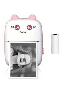 1 pièce Imprimante de poche portable mini, imprimante thermique sans fil, imprimante d'étiquettes pour étiquettes, reçus, photos, notes, imprimante thermique compacte intelligente sans encre, rechargeable par USB - Design mignon de dessin animé, avec batterie 1200 mAh, cadeau réfléchi pour la famille et les amis pour les vacances et les anniversaires - Multicolore-01 - Voir 12