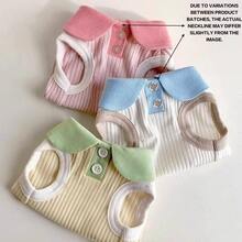 1 buah Kaos Kasual Kerah Blok Warna Macaron Lucu untuk Anjing Kecil/Sedang, Cocok untuk Poodle, Teddy, Pakaian Hewan Peliharaan - Berwarna merah muda - View 10