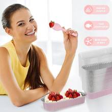 20/40/80件迷你吐司模具套装(带盖和勺子),长方形一次性铝箔烤盘。可用作蛋糕架、午餐盒、冰淇淋杯、咖啡杯和储物盒。厨房收纳好帮手。可重复使用的蛋糕饼干模具、布丁模具、烘焙工具。节日必备厨房用品。适用于情人节派对、家居装饰、乔迁礼物、生日装饰、婚礼用品、旅行必备、派对用品、生日派对用品、节日必需品。 - 彩色 - 查看 7