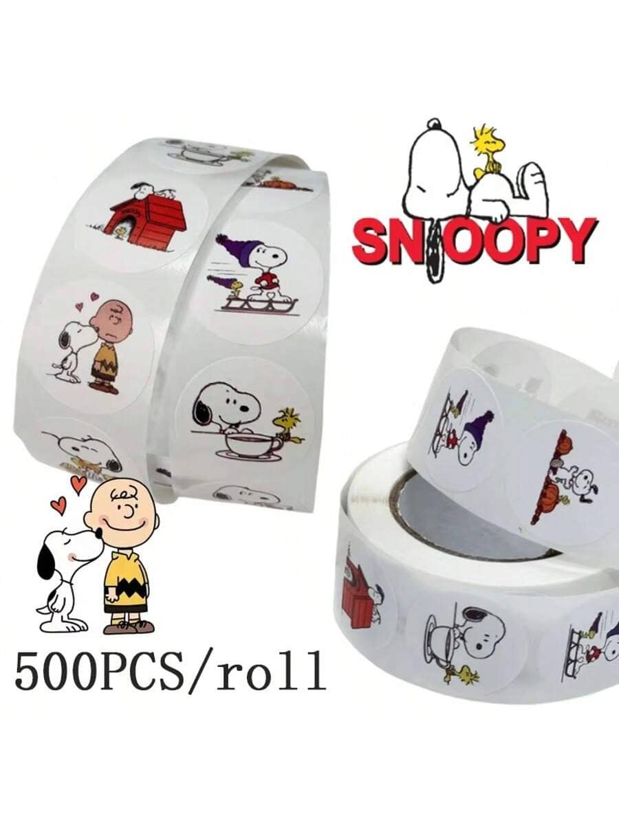 SNOOPY 500 miếng dán hoạt hình - Hình dán tự làm cho ốp điện thoại/máy tính xách tay/ván trượt/sổ lưu niệm, bao bì túi quà và phần thưởng cho trường mẫu giáo - Nhiều màu - Xem 1
