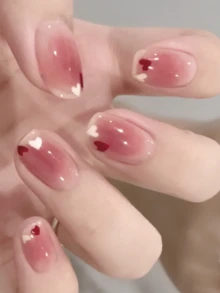 半固化凝胶美甲贴，20片装，持久耐用，沙龙级品质，易于粘贴和卸除，需配合UV灯使用 - 紫紅色 - 查看 5