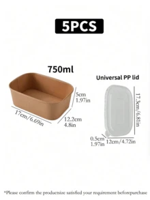 10/5/1pcs Disposable Paper Food Storage Containers With Transparent PP Lids, Dust And Insect Proof, Suitable For Takeout Meal Boxes, Restaurant Takeout Boxes, Home BBQ Trays, Breakfast, Bread And Snack Containers. Paper Material, Leak-Proof, Suitable For Outdoor Picnics, Home Kitchen, Restaurants And Travel. - Multicolor - View 16