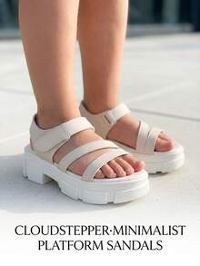 Sandal đế bằng 3 quai điều chỉnh được cho bé gái 3-12 tuổi, màu be. - Màu be - Xem 7