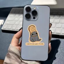 Orange Clog Hat Gray Cat, Adorable Self-Deprecating Healing Cartoon Sticker - Waterproof Vinyl Sticker - Durable Matte Surface, Self-Adhesive Bumper Sticker, Suitable For Cars, Windows, Laptops, Trucks, Water Bottles - Multi-Functional Durable Design, Car Sticker - Vinyl - View 8