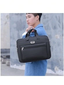 1pc Fashion Versatile New Large Capacity Men's Briefcase, Commuter Laptop Bag - Black - View 9