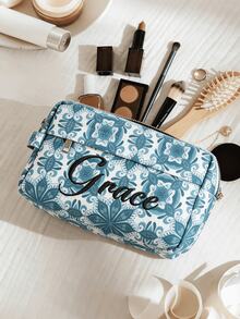 Customized Embroidered Floral Handbag, Personalized Bridesmaid Gift, Embroidered Ladies Shoulder Bag, Single Lady Gift, Christmas Gift, Personalized Bridesmaid Zipper Pouch - Multicolor - View 4