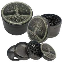 2英寸金属树形草药研磨器 | 四层手动波西米亚风格草药研磨器，大容量草药研磨器，锌合金 - 查看 2