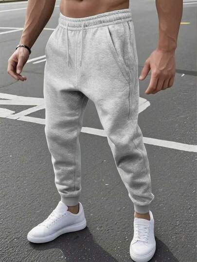 1 pièce Pantalon tricoté simple et polyvalent de couleur unie pour homme, convient pour le sport et les tenues décontractées, à la mode et confortable, excellent cadeau d'automne pour le petit ami ou le mari