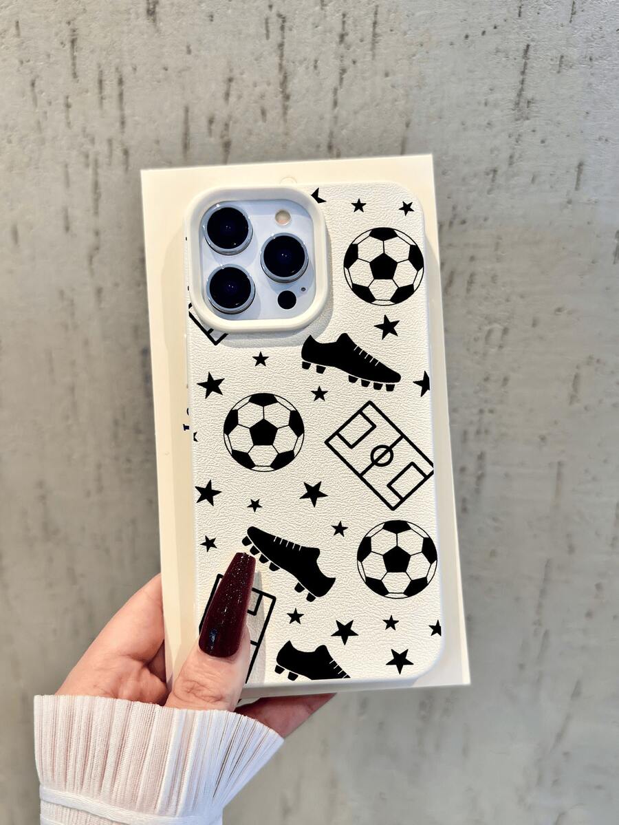 Soccer 1pc New Creative Football Shoe Pattern Leather Texture Phone Case, Suitable Compatible With Apple 17 Pro Max/17 Pro/Air/16 Pro Max/16 Pro/16/16 Plus/15 Pro Max/15 Pro/15/15 Plus/14 Pro Max/14 Pro/14/13 Pro Max/13/13 Pro/12 Pro Max/12/12 Pro/11/XR And Series - Multicolor - View 1