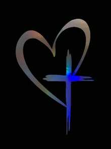 Shiny Heart-Shaped Cross Stickers - Suitable For Applying On Cars, Trucks, Walls, Laptops Etc. - Adhesive, Reusable And Sparkling - A - View 7