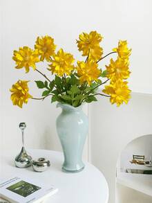 1/3/6 Peças Flores Artificiais de Gerbera, Flores Falsas de 70cm para Parede, Sala de Estar, Quarto, Casamento, Decoração de Festa, Encher Mesa, Casa, Decoração de Mesa, Cozinha, Casamento, Mesa Central, Escritório, Jardim, Exterior, Decoração de Casa e Quintal, Adequado para Primavera, Verão, Outono, Inverno - Amarelo - Visão 2