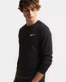 Nike Sportswear Swoosh 休閒運動印花圓領長袖T卹 男款 黑色 - 黑色 - 查看 7
