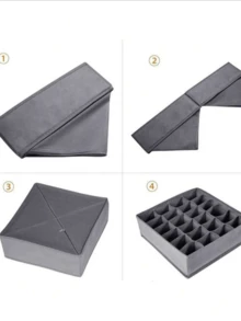Set de 2 organizadores de ropa interior, caja de almacenamiento de ropa interior con 24 celdas, organizador de cajones plegable, organizadores plegables para calcetines, bufandas, corbatas y cinturones - Multicolor - Ver 8