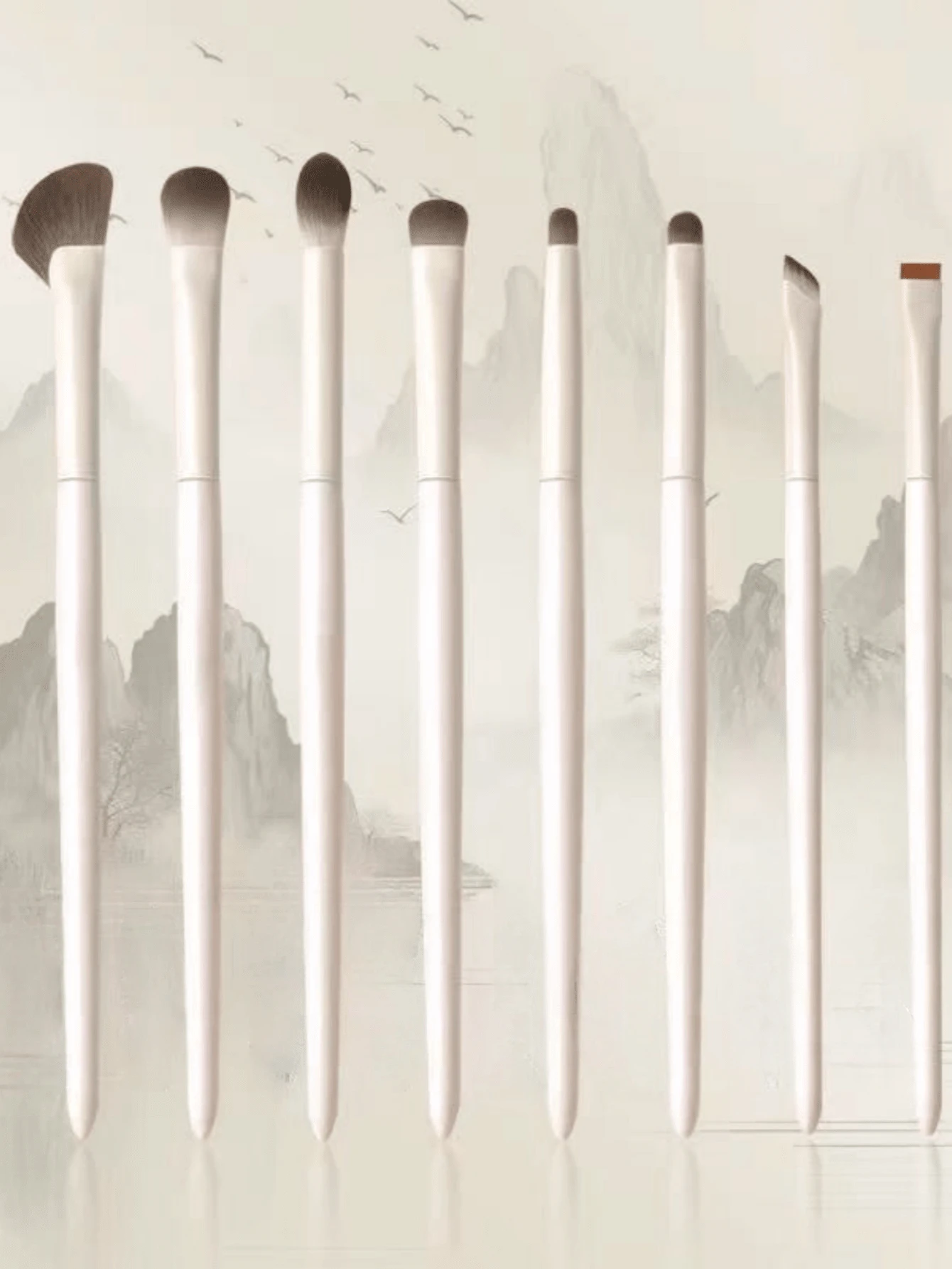 5/8支装乳白色8件套眼部化妆刷套装，超柔软纤维眼影刷，精细晕染晕染刷，新手化妆工具 - 彩色 - 查看 1