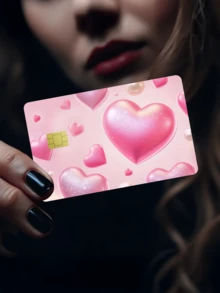 1 pieza Pegatina de tarjeta de crédito con corazón grande rosa, regalo romántico para parejas, regalo de fiesta y cumpleaños, hecho de material PVC, a prueba de huellas dactilares y resistente a los arañazos, adecuado para hombres, mujeres, parejas, para decorar tarjetas de débito/crédito, tarjetas universitarias, etc. - Tipo A - Ver 2