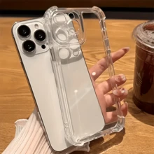1个极简纯色TPU防震全包手机壳，兼容 17、16、15、14、13、12、11 Pro Max、Air - 無色 - 查看 1