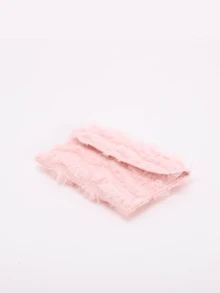 女士粉色荷叶边流苏信封手拿包，优雅布艺晚宴手提包，社交名媛婚礼伴娘派对钱包 - 粉色 - 查看 4