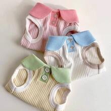 1 buah Kaos Kasual Kerah Blok Warna Macaron Lucu untuk Anjing Kecil/Sedang, Cocok untuk Poodle, Teddy, Pakaian Hewan Peliharaan - Berwarna merah muda - View 7