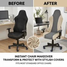 Vỏ bọc ghế chơi game co giãn, họa tiết sọc Jacquard, có thể tháo rời và giặt được, dày và mềm mại, phù hợp cho văn phòng, quán bar, phòng ngủ, trang trí nhà cửa cho ghế chơi game. - trắng - Xem 5