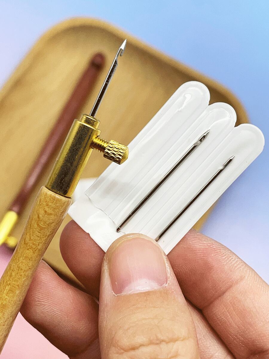 Bộ 3 kim thêu kèm kim tuyến và hạt cườm - Hoàn hảo cho các dự án thủ công và đính cườm. - Móc len kiểu Pháp - Xem 1