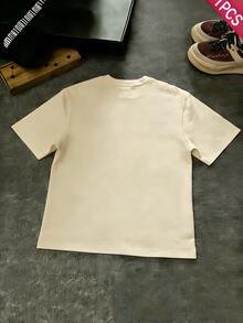 [Cotton T-Shirt] Tween Boy Cotten Clothes,Y2K-Inspired Letter Print T-Shirt - Casual Crew Neck, Short Sleeve, Machine Washable - Perfect For Spring/Summer/Fall,Fashion, Streetwear, Unisex, Men, Women - 杏色 - 查看 3