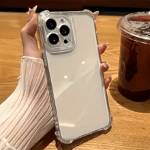 1个极简纯色TPU防震全包手机壳，兼容 17、16、15、14、13、12、11 Pro Max、Air - 無色 - 查看 3
