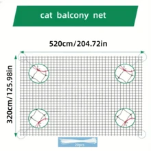Filet de pour animaux de compagnie haute résistance et durable, convenant pour les balcons et les escaliers - empêche les fuites et les chutes, barrière d'intérieur pour animaux de compagnie facile à installer, convenant pour les chats, filet pour balcon pour chats, des escaliers, structure robuste - Blanc - Voir 6