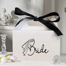 1pc Fashion Bride Gift Box, Wedding Decoration Gift Packaging Box, Lightweight Foldable Gift Box With Ribbon, Engagement Gift Box, Bridal Shower Wedding Party Favor Box - View 2