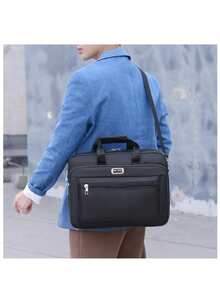 1pc Fashion Versatile New Large Capacity Men's Briefcase, Commuter Laptop Bag - Black - View 10