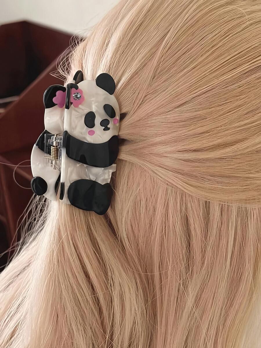 1pc Cute Panda Claw Clip Cartoon Animal Premium Hair Clip Women Hair Accessory - Multicolor - View 1