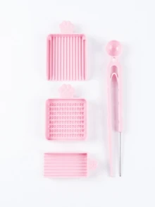可爱粉色猫爪珠子工艺工具套装：包含分类托盘、收纳盒和镊子，DIY手工工艺用品 - 彩色 - 查看 7