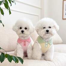 1 buah Kaos Kasual Kerah Blok Warna Macaron Lucu untuk Anjing Kecil/Sedang, Cocok untuk Poodle, Teddy, Pakaian Hewan Peliharaan - Berwarna merah muda - View 6