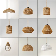 1 Peça Cúpula de Luminária Estilo Boêmio Trançada em Vime, Cúpula de Luminária Pendente Vintage. Design Trançado à Mão em Vime e Corda, Adequado para Sala de Estar, Ilha de Cozinha e Decoração de Café. Ótimo para Temas de Halloween, Natal e Outono. (Apenas a Cúpula da Luminária, Lâmpada e Fiação Não Incluídas) - Multicolorido - Visão 3