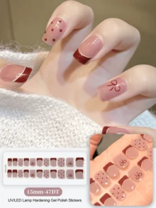 20 miếng dán móng tay dạng gel bán khô, bền như ở salon, dễ dán và dễ gỡ, cần dùng đèn UV để làm khô. - Màu tím hoa cà - Xem 8