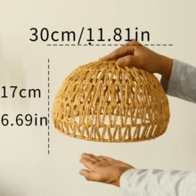 1 Peça Cúpula de Luminária Estilo Boêmio Trançada em Vime, Cúpula de Luminária Pendente Vintage. Design Trançado à Mão em Vime e Corda, Adequado para Sala de Estar, Ilha de Cozinha e Decoração de Café. Ótimo para Temas de Halloween, Natal e Outono. (Apenas a Cúpula da Luminária, Lâmpada e Fiação Não Incluídas) - Multicolorido - Visão 7