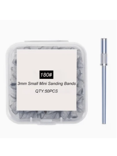 50 piezas/Caja Bandas de lijado de uñas de 3 mm con granos 120/180/240, adecuadas para manicura y pedicura, herramienta de lijado pequeña
