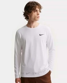 Nike Sportswear Swoosh 休閒運動印花圓領長袖T卹 男款 白色 - 白色 - 查看 8