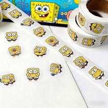 SpongeBob SquarePants 1pc Square Cartoon Cute & Fun Sticker, 25mm Round/Square Cartoon Cute Stamp Sticker, Adorable Square Sticker, Square Decor Sticker Suitable For Smartphone, Home Decor, Laptop, Water Bottle, Notebook - Multicolor - View 11