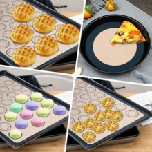 5 tấm lót nướng bằng silicon, tấm lót lò nướng bằng silicon sợi thủy tinh chống dính, chịu nhiệt, dùng làm bánh macaron. - Xem 6