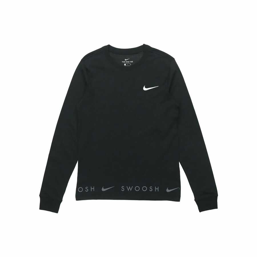 Nike Sportswear Swoosh 休閒運動印花圓領長袖T卹 男款 黑色 - 黑色 - 查看 1