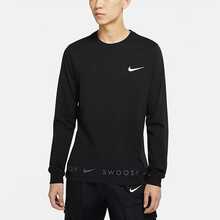 Nike Sportswear Swoosh 休閒運動印花圓領長袖T卹 男款 黑色 - 黑色 - 查看 4