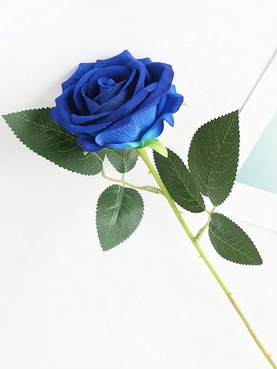1/2pcs Blue Rose Faux Velvet Rose Flower, Wedding Decor, Valentine's Day, Birthday, Thanksgiving, Mother's Day Gift