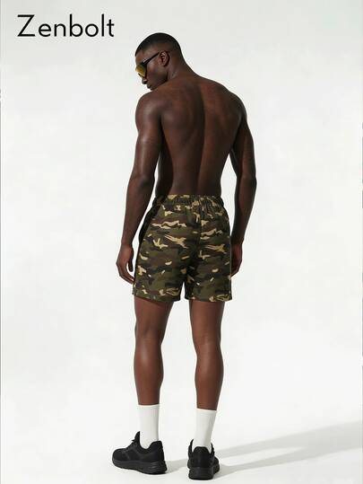 ZULIZ Men's Casual Sports Shorts With Elastic Waistband And Drawstring, Suitable For Outdoor Leisure Travel, Minimalist And Elegant, Fitness And Running, Multifunctional Summer Style, Ideal Gift For Husband Or Boyfriend