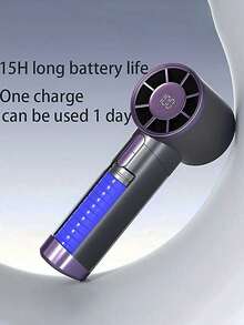 Mini High-Speed Handheld Fan, Equipped With 100-Level Stepless Speed Adjustment Technology And Wind Speed Display Screen. Double-Tap To Turn On. Portable And Cooling, Essential For Summer Travel! (1800mAh Battery) - Multicolor - View 4