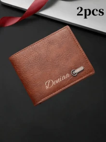 1pc/2pcs/4pcs Personalized Custom Retro-Style Short Men's Wallet, Ultra-Thin Bi-Fold Wallet, Multi-Functional Card Holder, Youth Leather Wallet, Essential Item, PU Leather Small Wallet, Men's Wallet, Wallet, Christmas Gift, Valentine's Day Gift - Multicolor - View 16