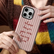 Ốp điện thoại họa tiết sọc chữ cái tiếng Anh thời trang, phù hợp với 17, 16PM, 15PM, 13, 13MINI, 12, 11XSMAX, 7SE2, 2 trong 1, ốp bóng. - Nhiều màu - Xem 5