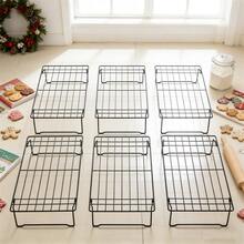 Giá làm mát bằng dây thép chịu lực, có thể xếp chồng và gấp gọn, kích thước 40x25cm - Khay lưới đa năng dùng cho lò nướng, thích hợp để nướng bánh, làm nguội bánh ngọt, sấy khô trái cây, vừa với nửa khay nướng, bộ 3/6 chiếc (Màu đen) - 40x25cm Một kích cỡ phù hợp với tất cả - Xem 13