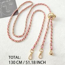 1条130厘米粉色可调节肩带，配金色链条、金属球可拆卸斜挎包肩带，经久耐用，适合DIY钱包项目，黑色替换肩带链条配件，包带、包饰、包链配件，教师礼物 - 彩色 - 查看 10